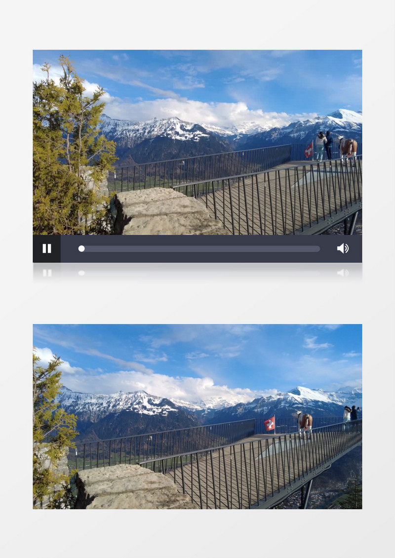 延时拍摄山上的观景台和秀丽山河实拍视频素材