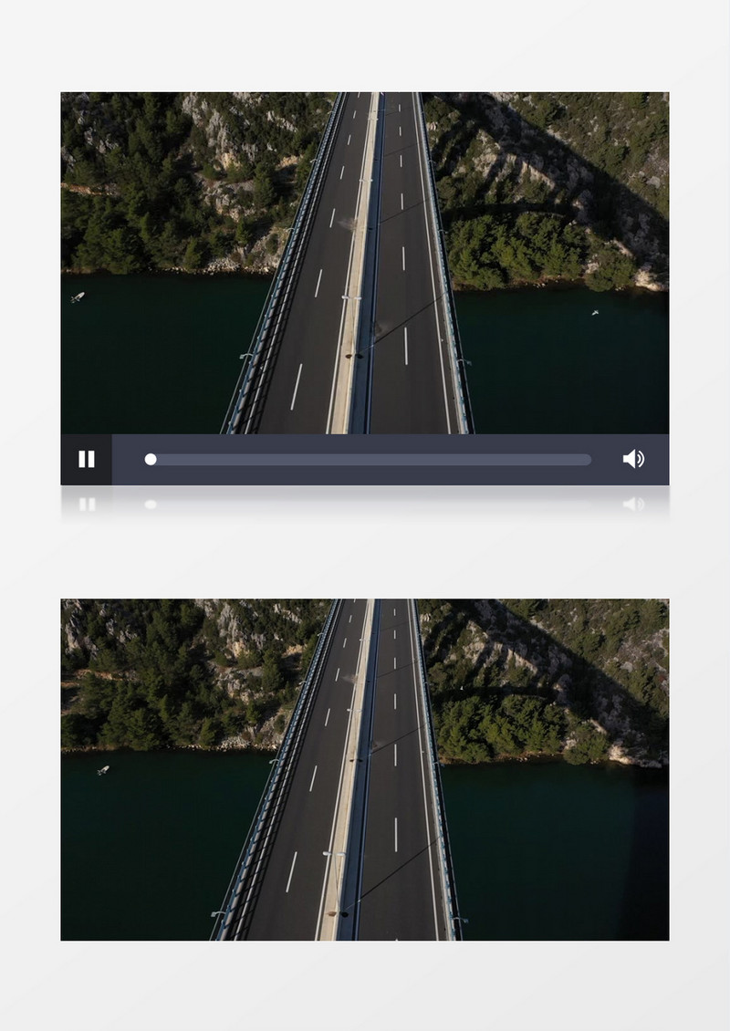 横跨大河连接两座大山的桥梁实拍视频素材