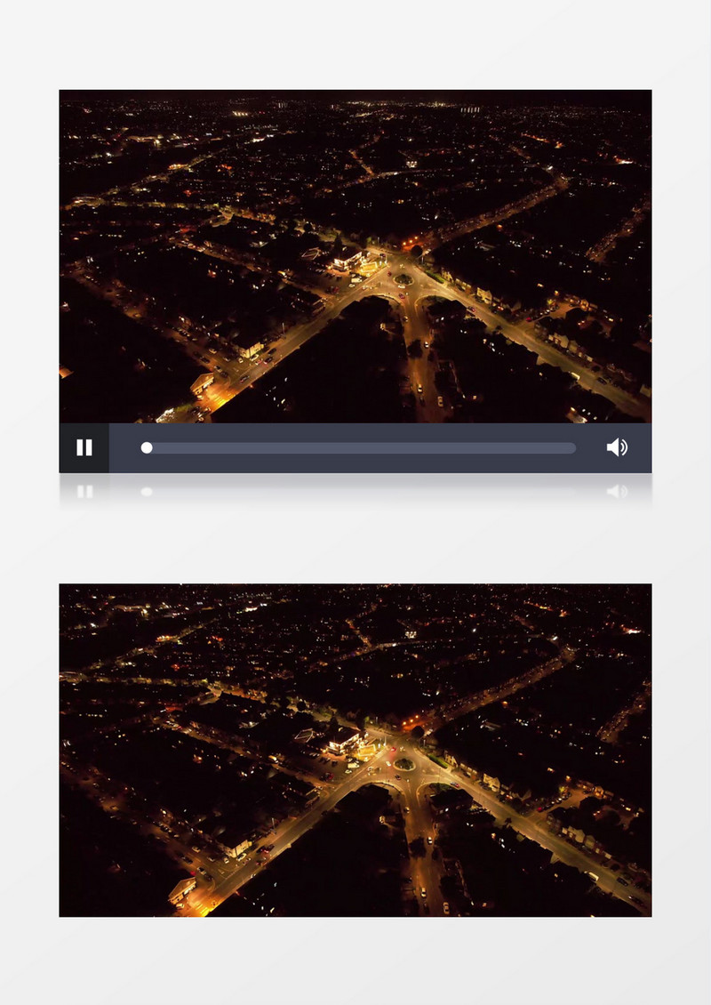 实拍夜晚街道转盘路的交通状况实拍视频素材