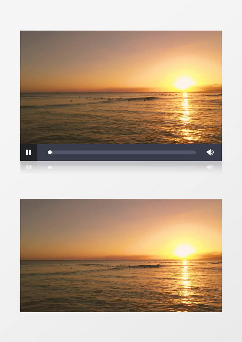 夕阳下不断翻涌的海水实拍视频素材