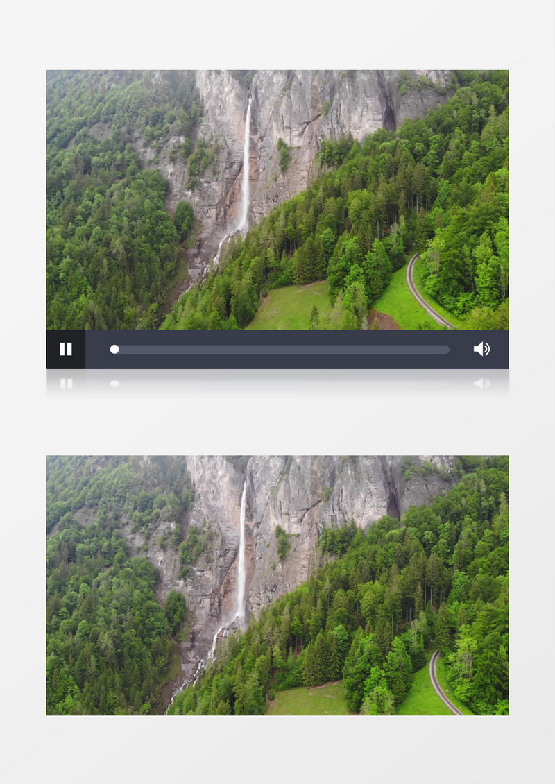 悬崖上的瀑布直流而下实拍视频素材