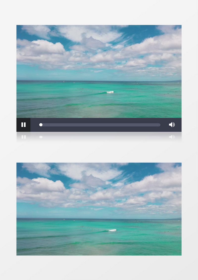 碧绿的海水在蓝天下不断翻涌实拍视频素材