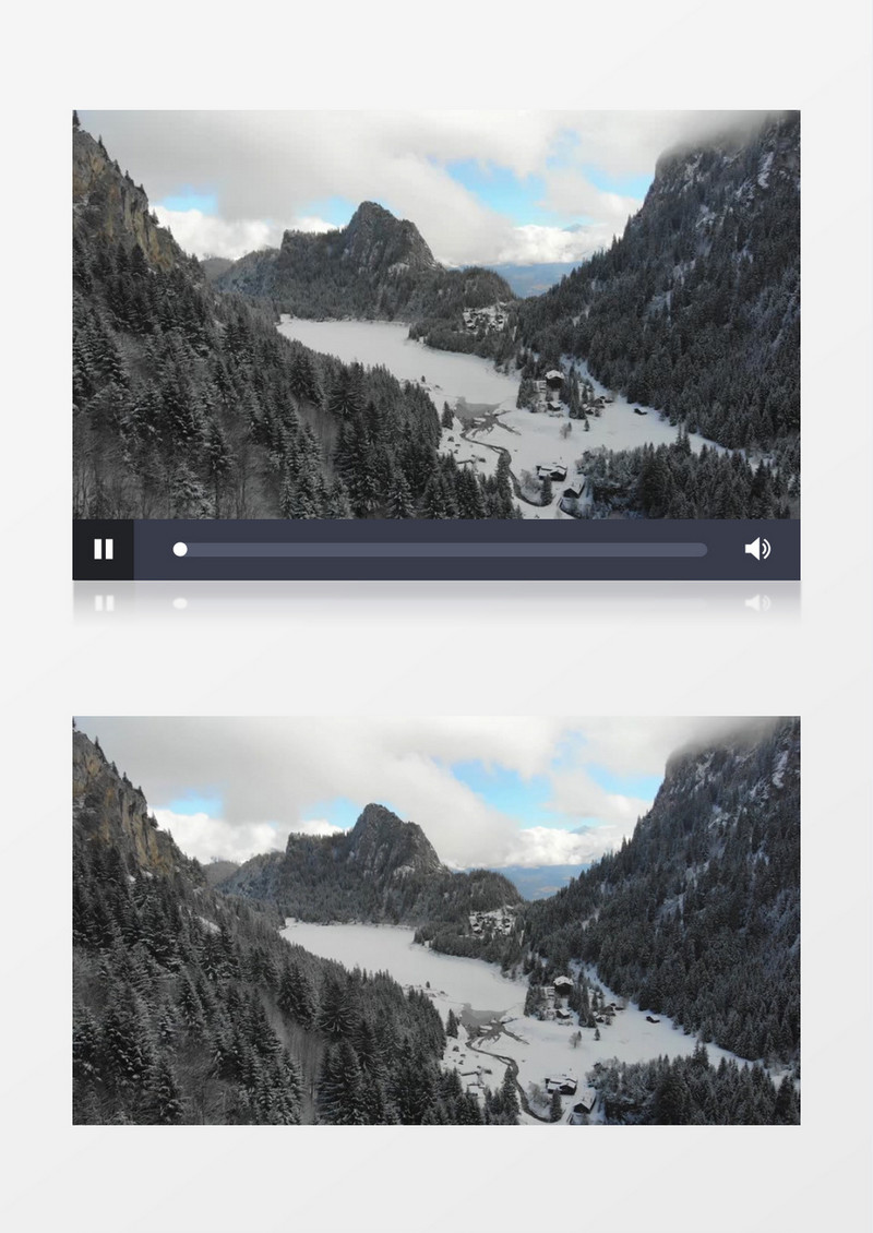 被大雪覆盖的山川和植被实拍视频素材
