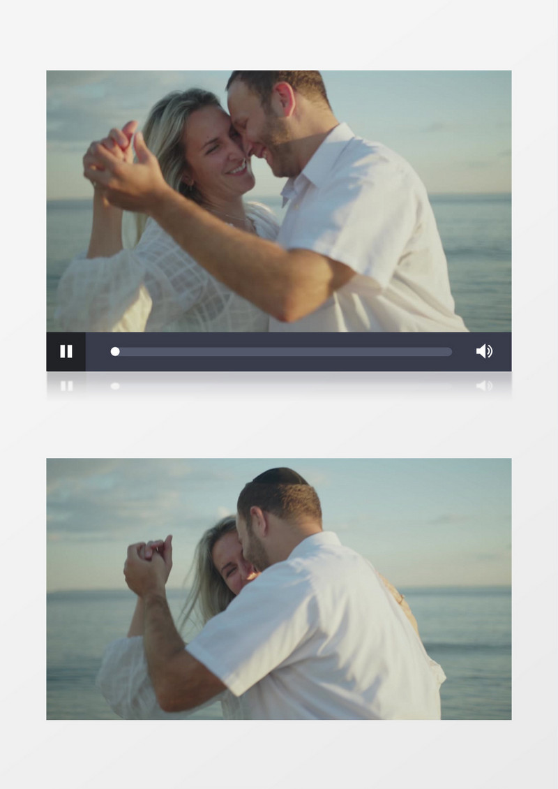 男人拉着爱人的手在海边跳舞实拍视频素材