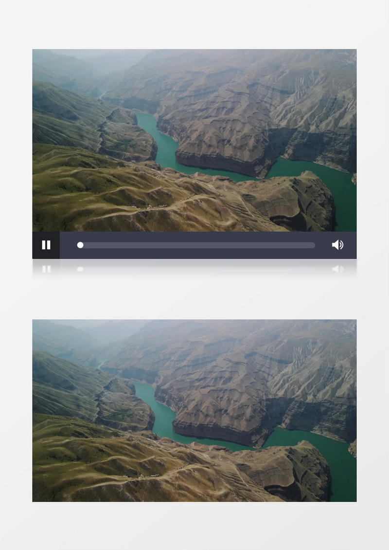实拍层峦叠嶂的山川和山脚下的小河实拍视频素材