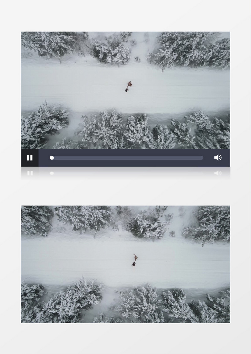 俯拍一对情侣在雪地上奔跑实拍视频素材