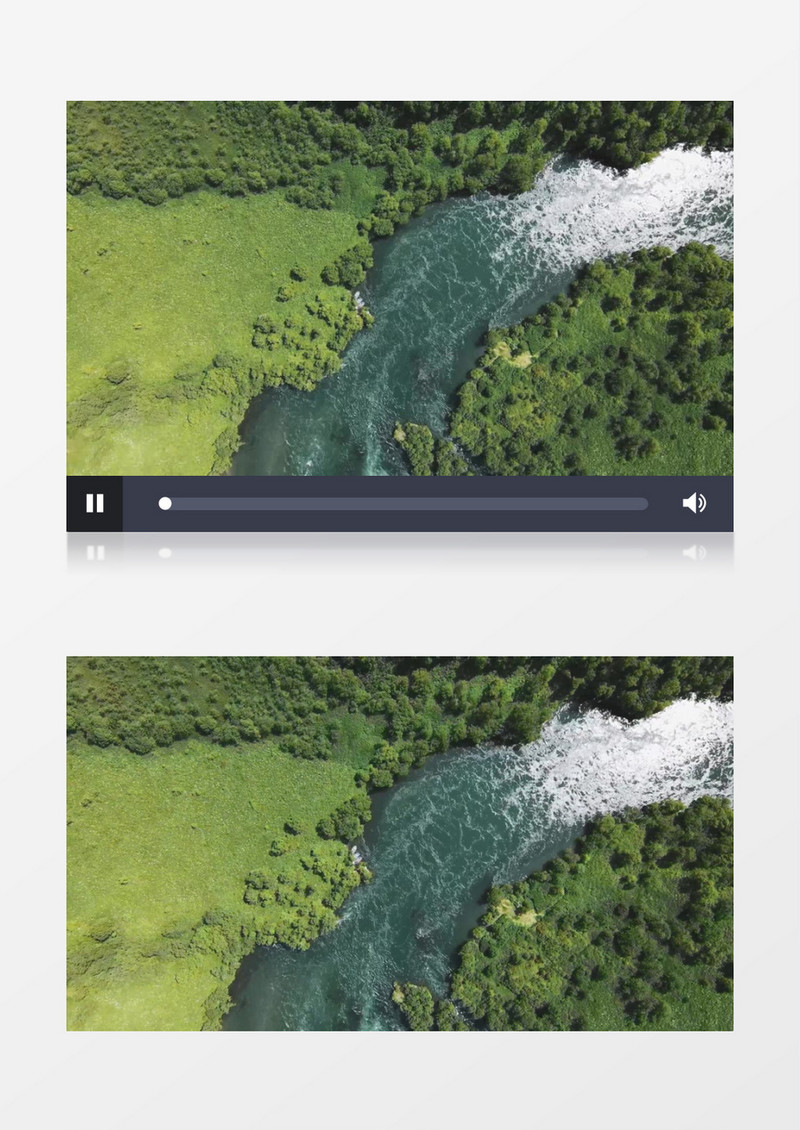俯拍树林中间流淌的河水实拍视频素材