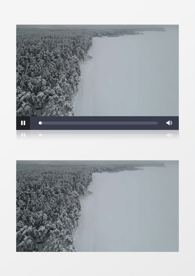 航拍被冰雪覆盖的树林和草地实拍视频素材