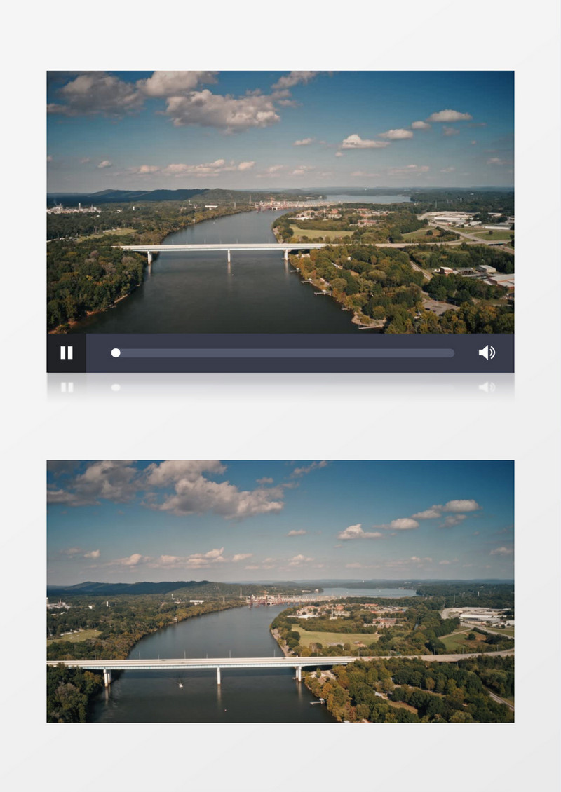 延时拍摄城市内部的大河和两岸的景色实拍视频素材