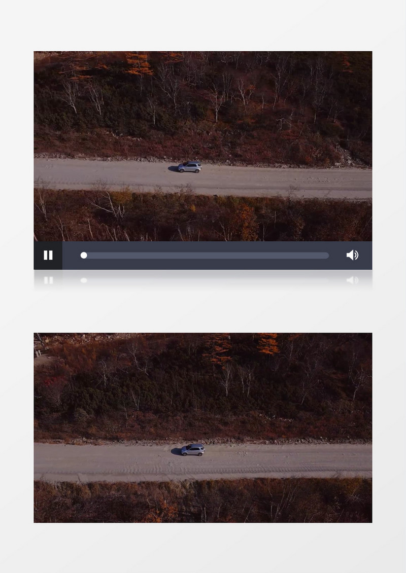 汽车在枯黄的丛林道路中行驶实拍视频素材