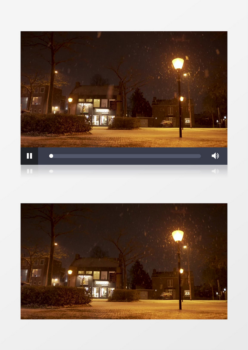 空镜头拍摄道雪花飘落在小街上实拍视频素材