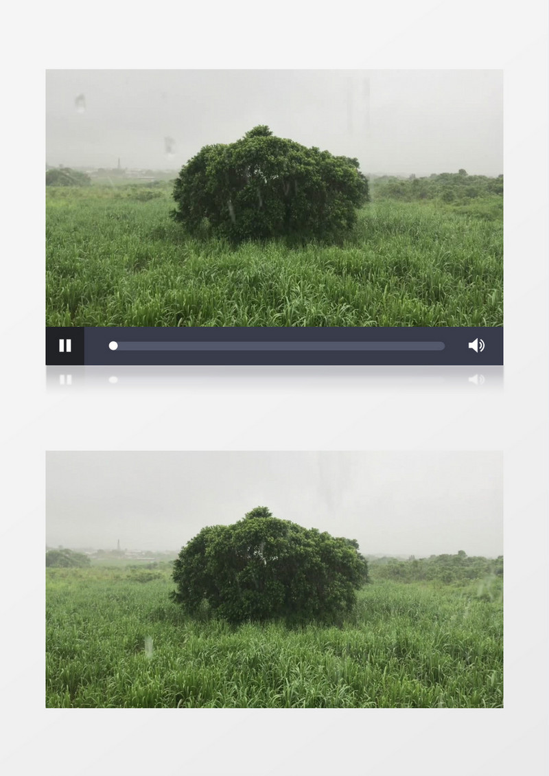 空镜头拍摄郊外下雨景象实拍视频素材