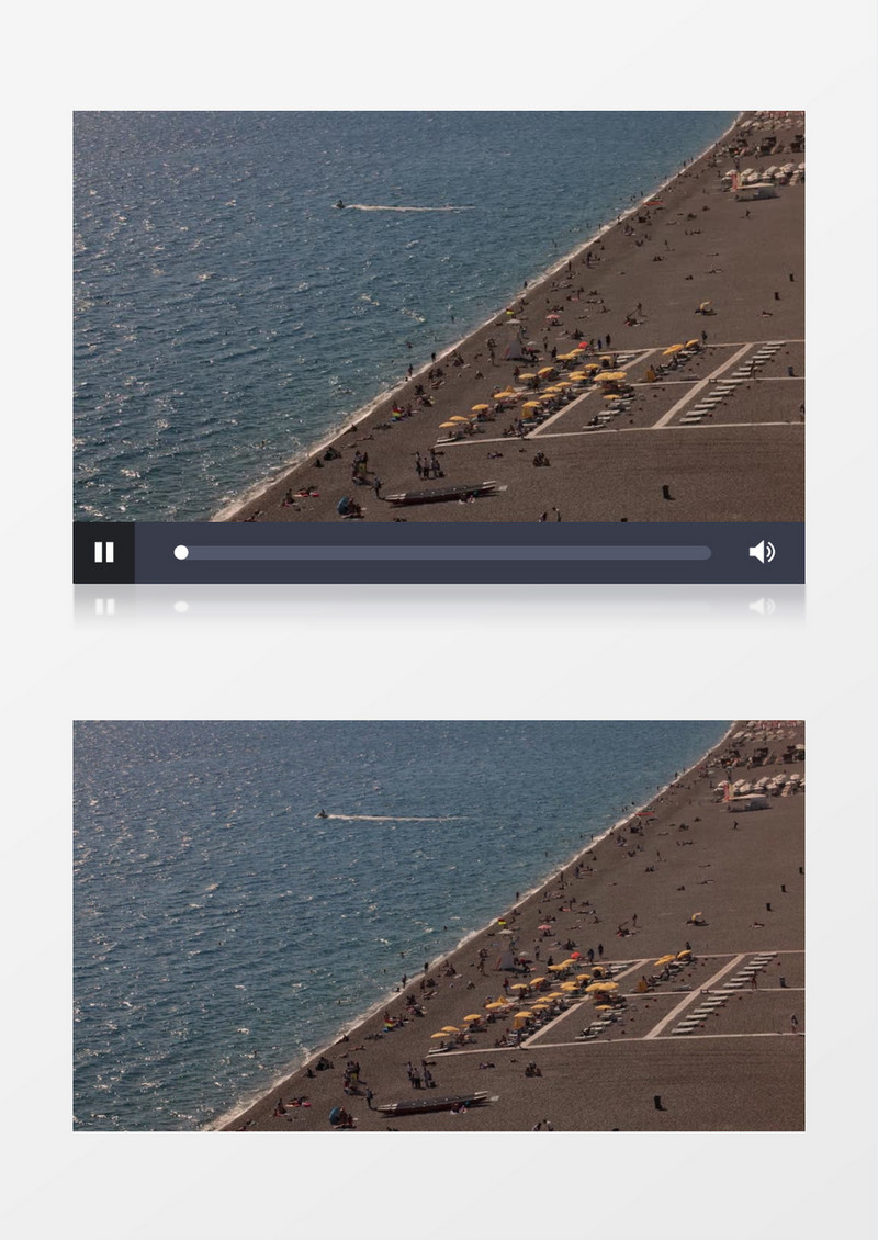 实拍海边沙滩上的游客和波光粼粼的水面实拍视频素材