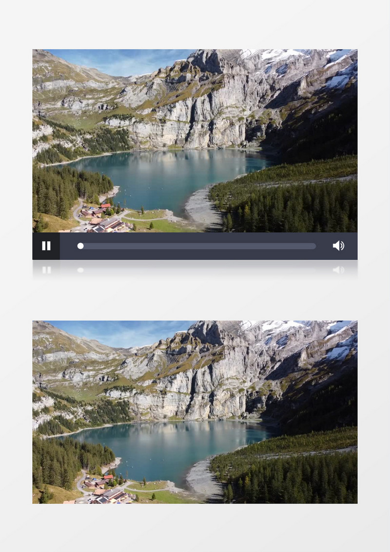 被山川环抱着的湖泊实拍视频素材