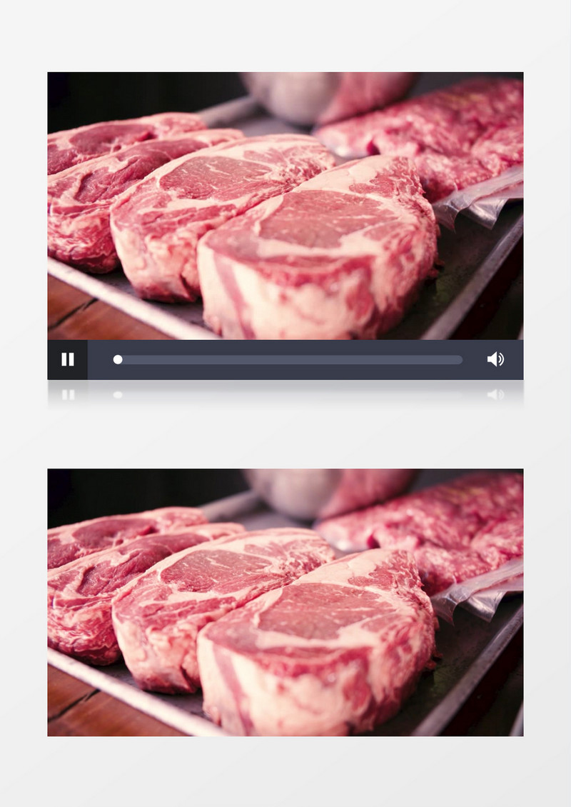 在盘中码放整齐的牛肉实拍视频素材