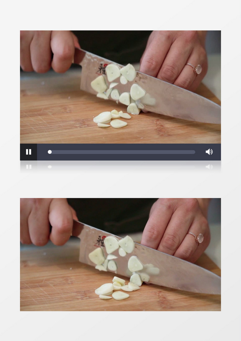 厨师在切大蒜备料实拍视频素材