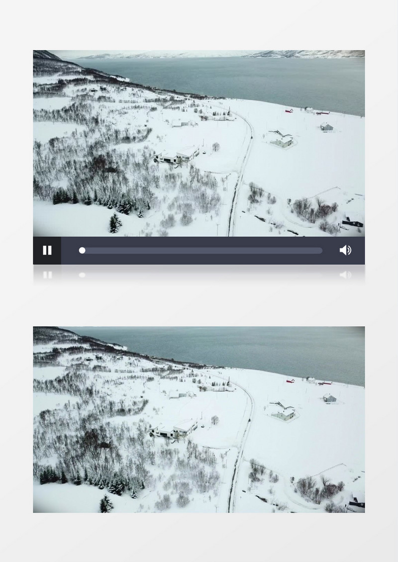 海边被雪覆盖的白茫茫的世界实拍视频素材