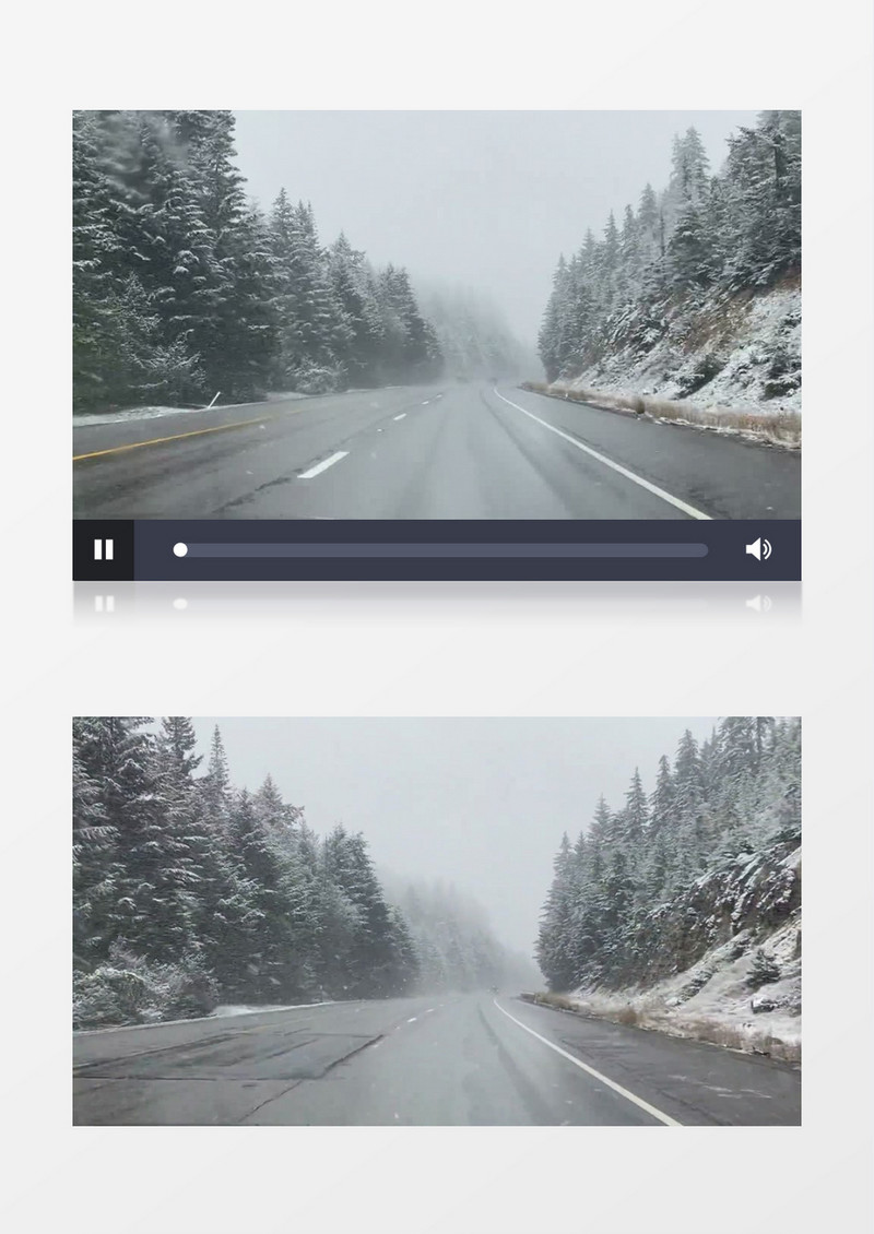 行车记录仪记录雪中道路两侧的风景实拍视频素材