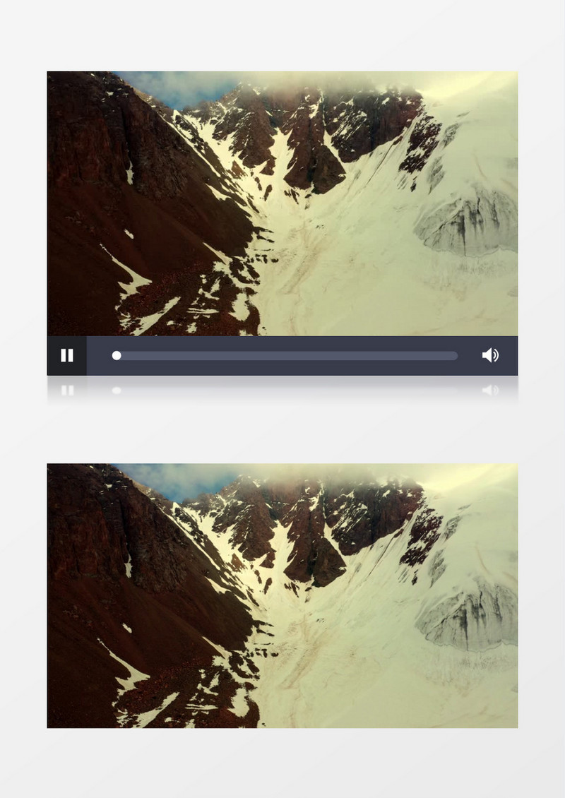 山峰下堆积的厚厚的雪花实拍视频素材