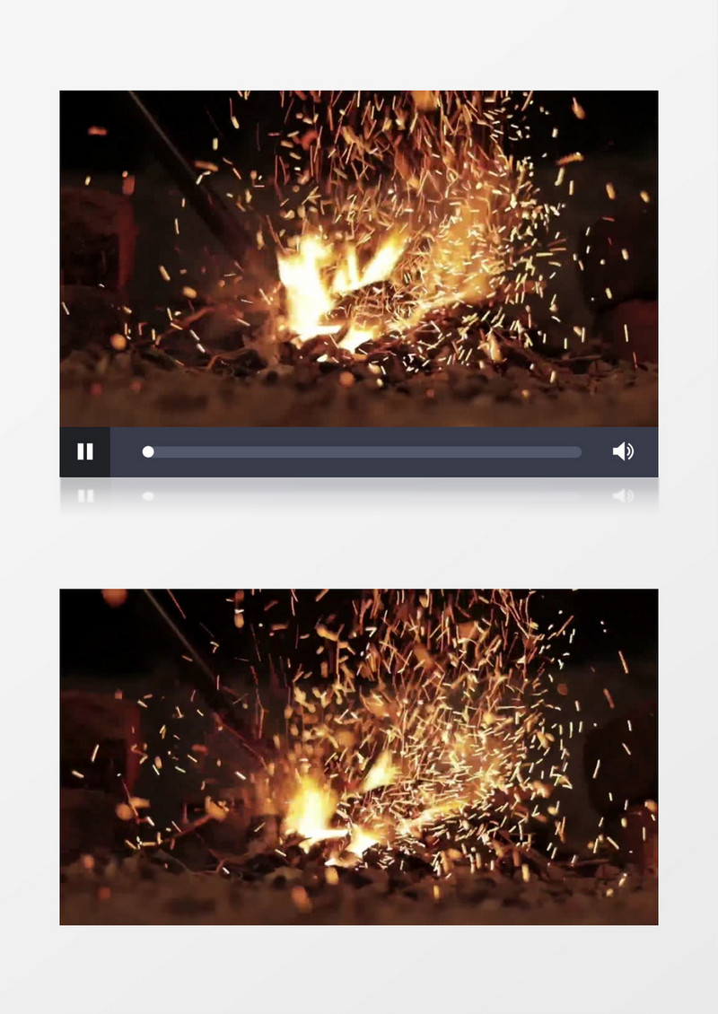篝火燃烧发出红色的火焰实拍视频素材