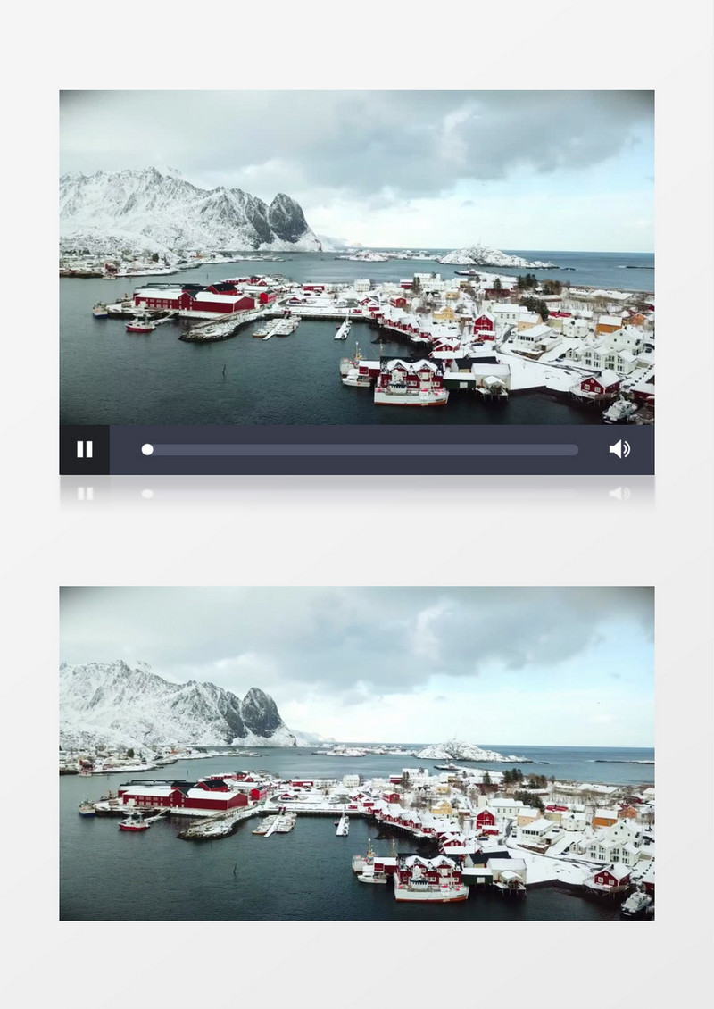 冬天被寒雪覆盖的港口建筑实拍视频素材