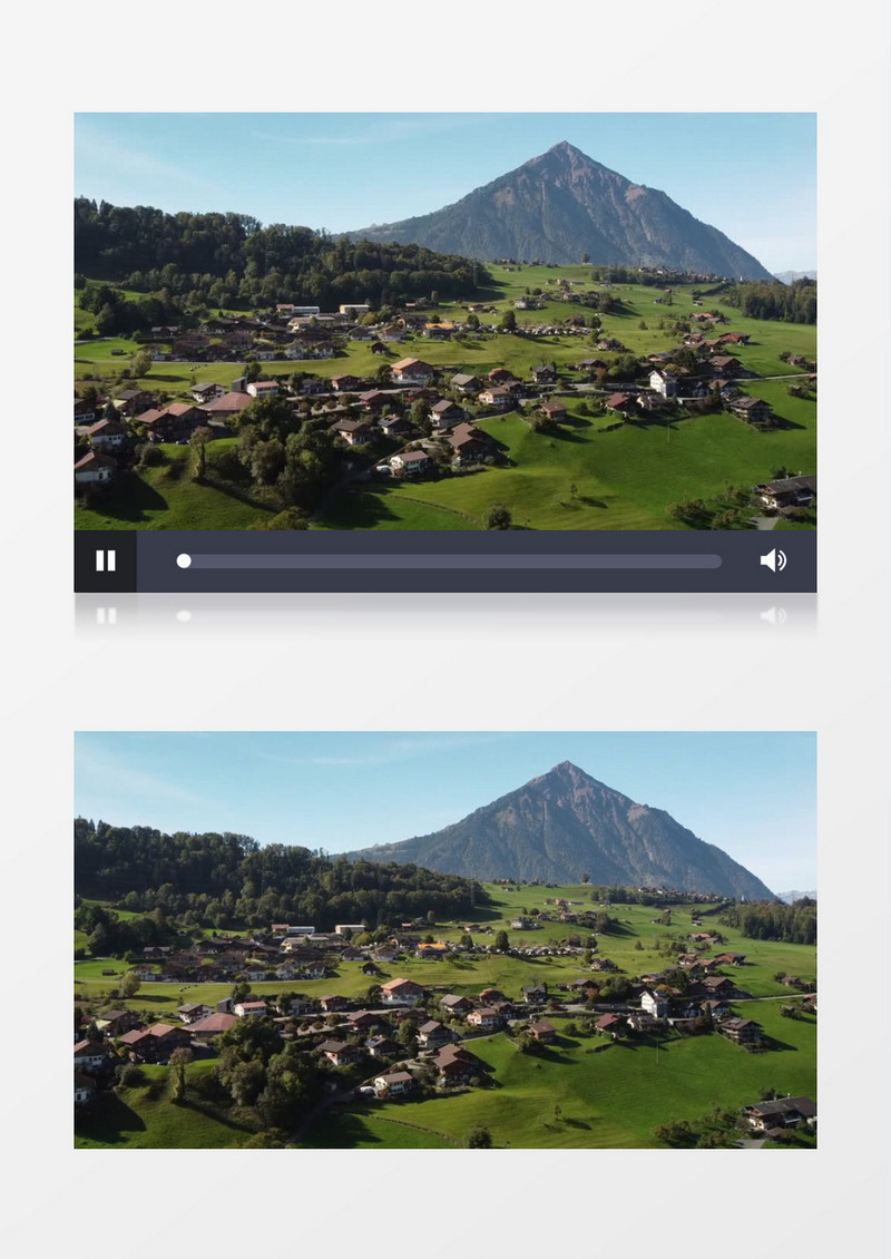 山脚下零星的村落景观实拍视频素材