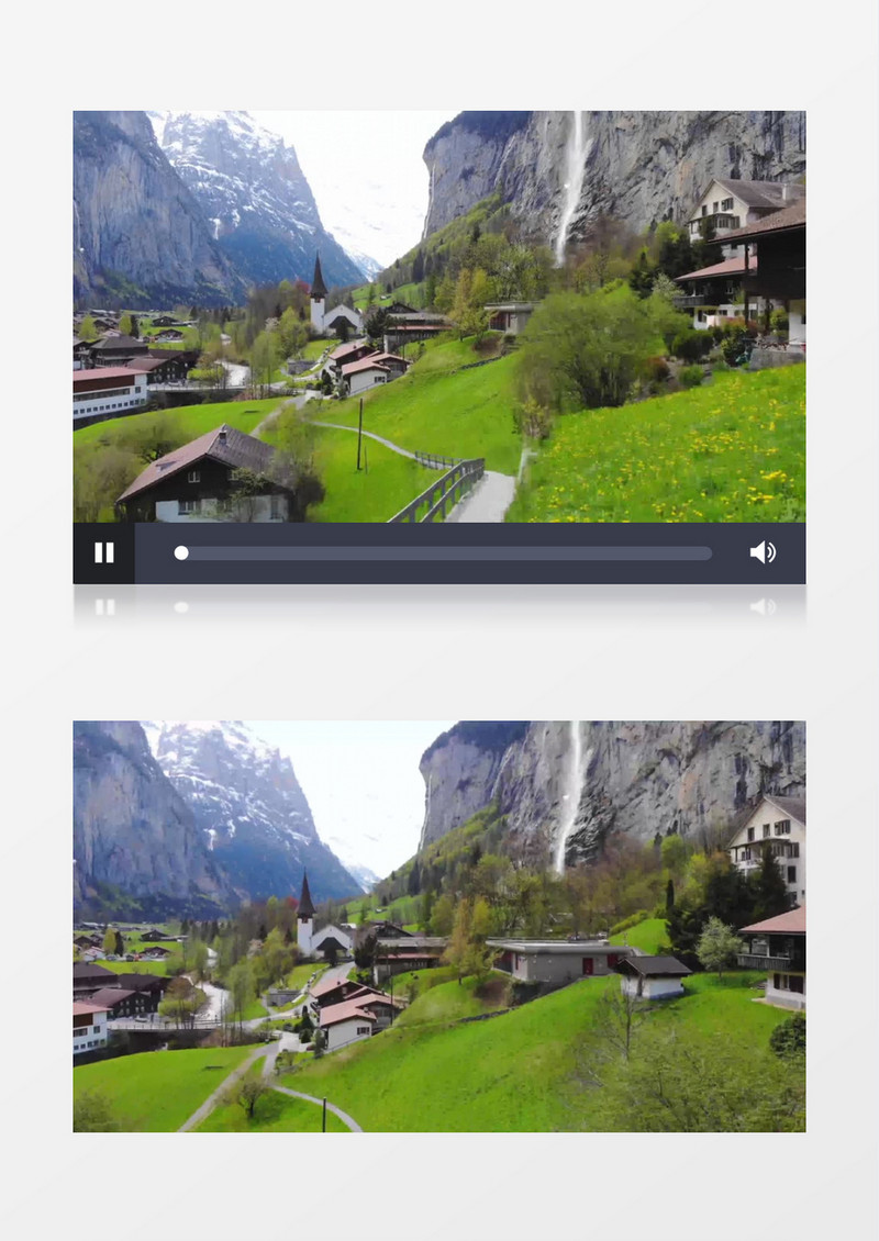 山脚下精致的民居建筑景观实拍视频素材