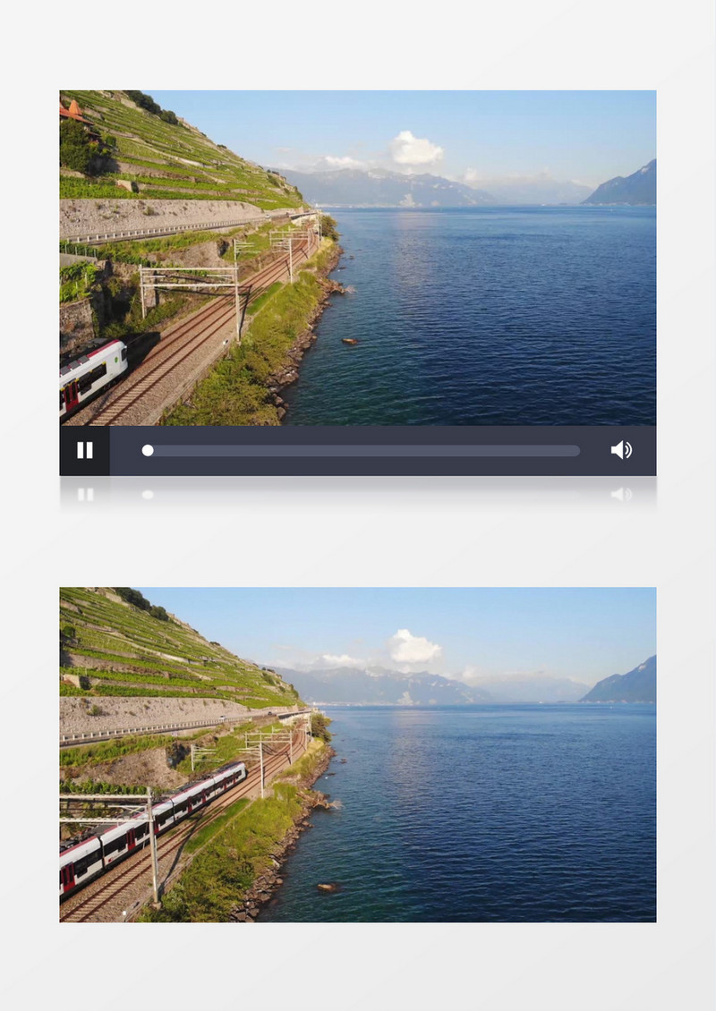 海边的铁路和公路交通状况实拍视频素材
