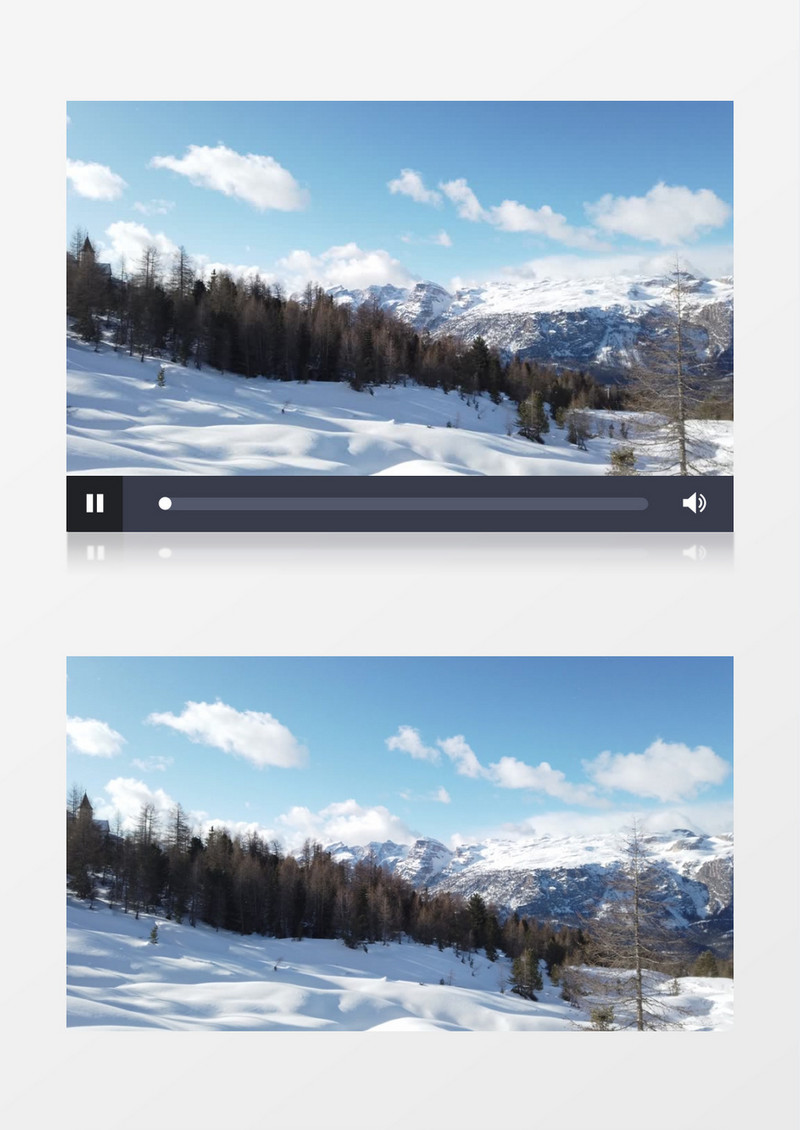 蓝天下被冰雪覆盖的丛林实拍视频素材