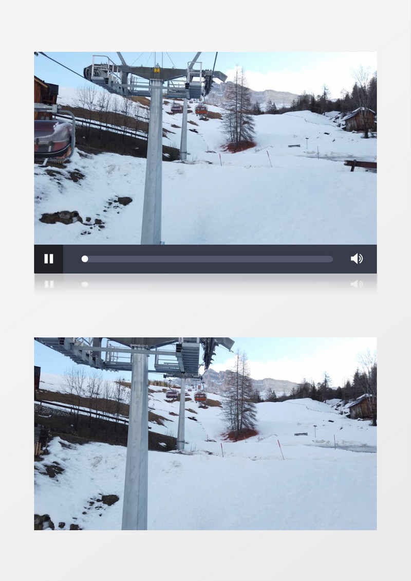 在雪山上来回穿梭的缆车实拍视频素材