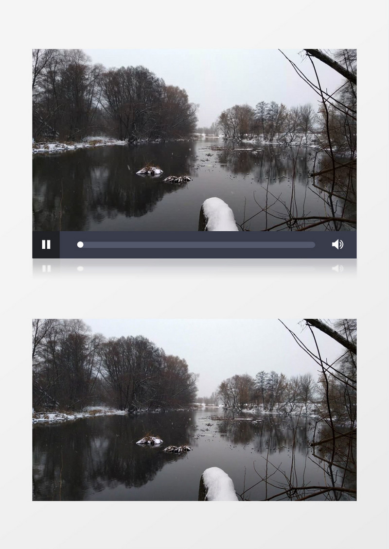 冬季湖边雪景和周边景色实拍视频素材