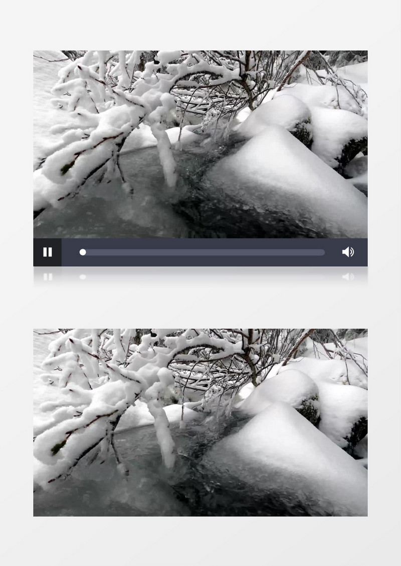 冰雪下面潺潺流动的溪水实拍视频素材