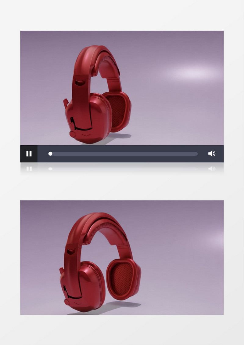 三维旋转展示红色耳机实拍视频素材