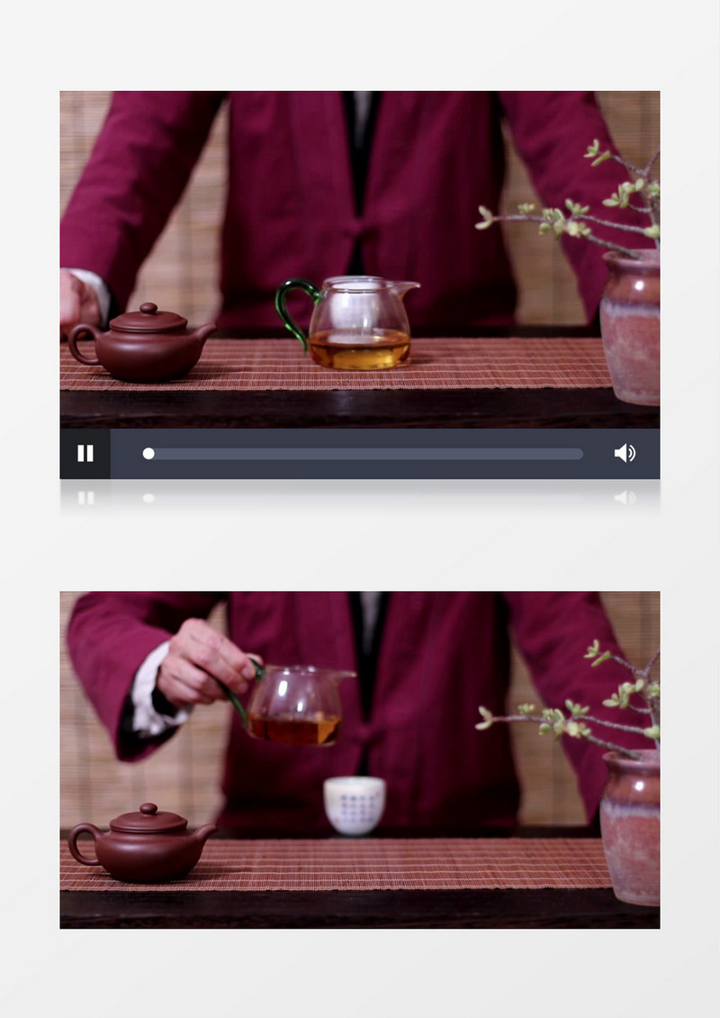 一个男人在倒茶品茶实拍视频素材