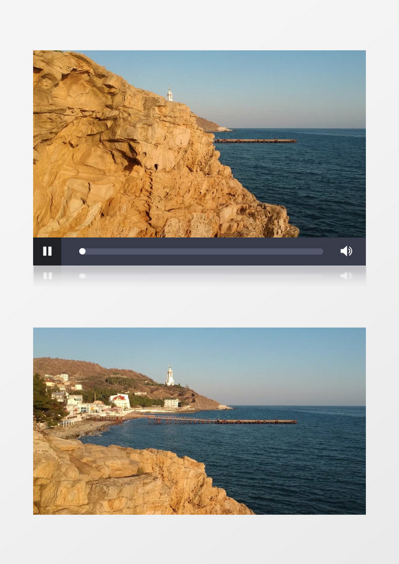 实拍海岸边的建筑景观实拍视频素材