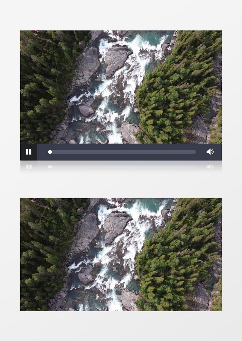 俯瞰森林中间湍流的河水实拍视频素材