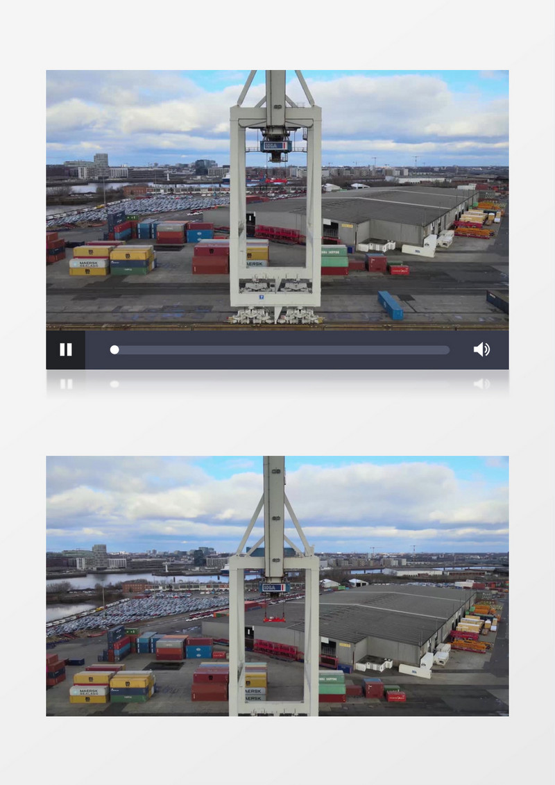 实拍码头装卸的吊车装备实拍视频素材