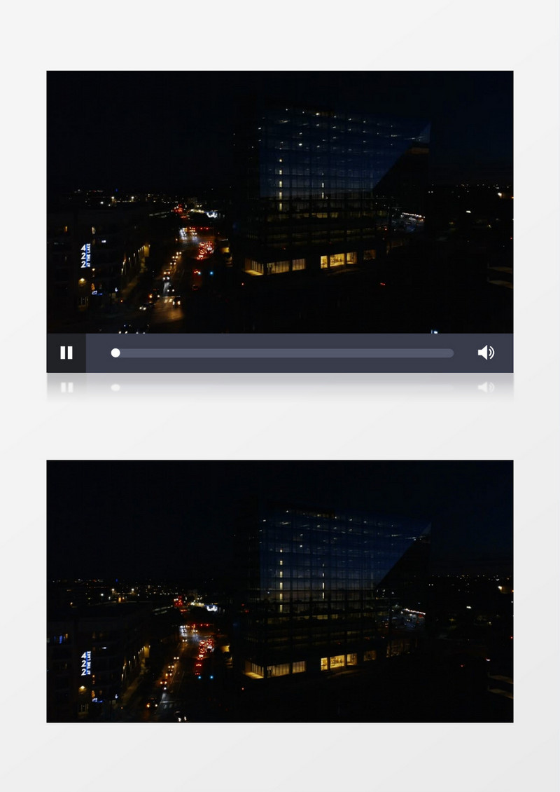 实拍夜晚城市交通和玻璃建筑物实拍视频素材