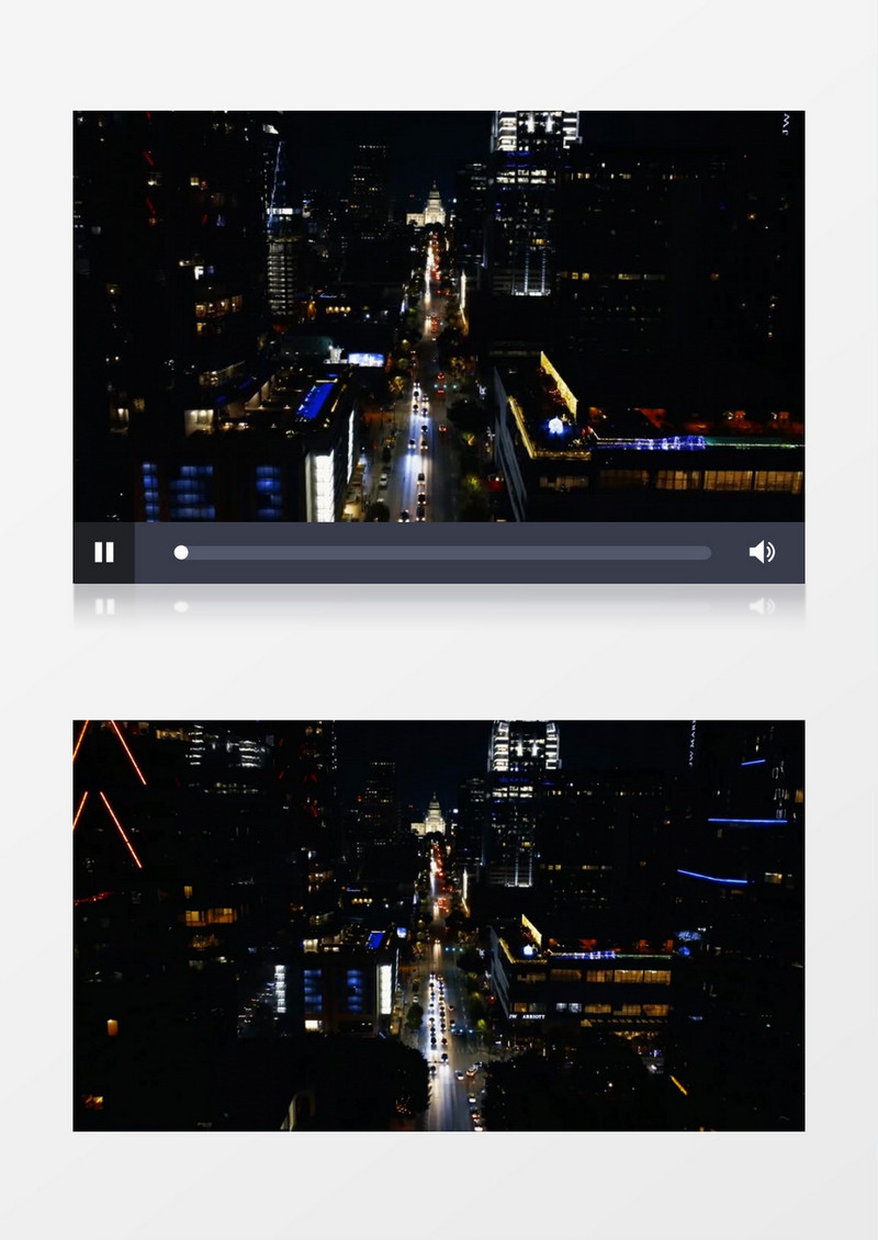 航拍城市夜晚的建筑和道路实拍视频素材