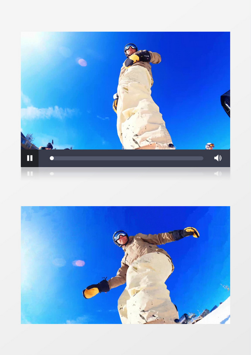 特写运动员在玩单板滑雪实拍视频素材