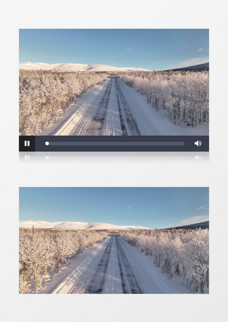 冬季被雪覆盖的森林和道路景象实拍视频素材