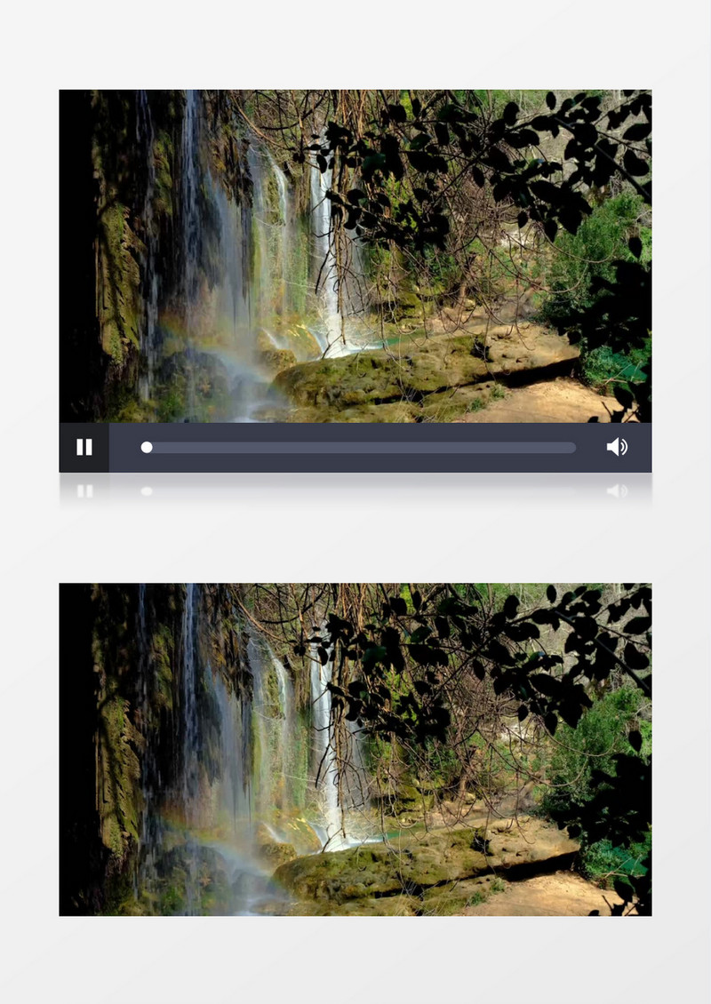 山上的小瀑布在不断冲刷着地面的石头实拍视频素材