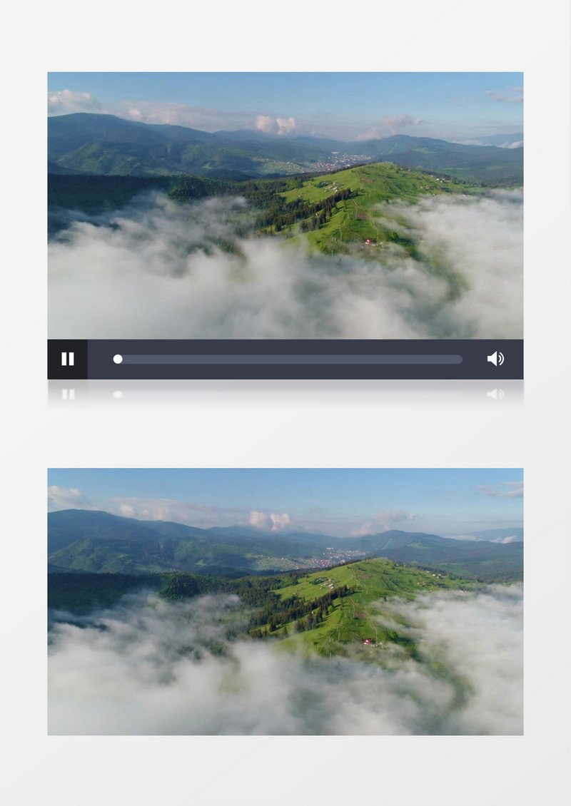 透过云层拍摄山顶的景色实拍视频素材