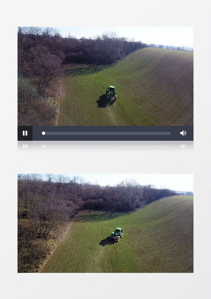 翻斗车在空旷的草地上行驶实拍视频素材