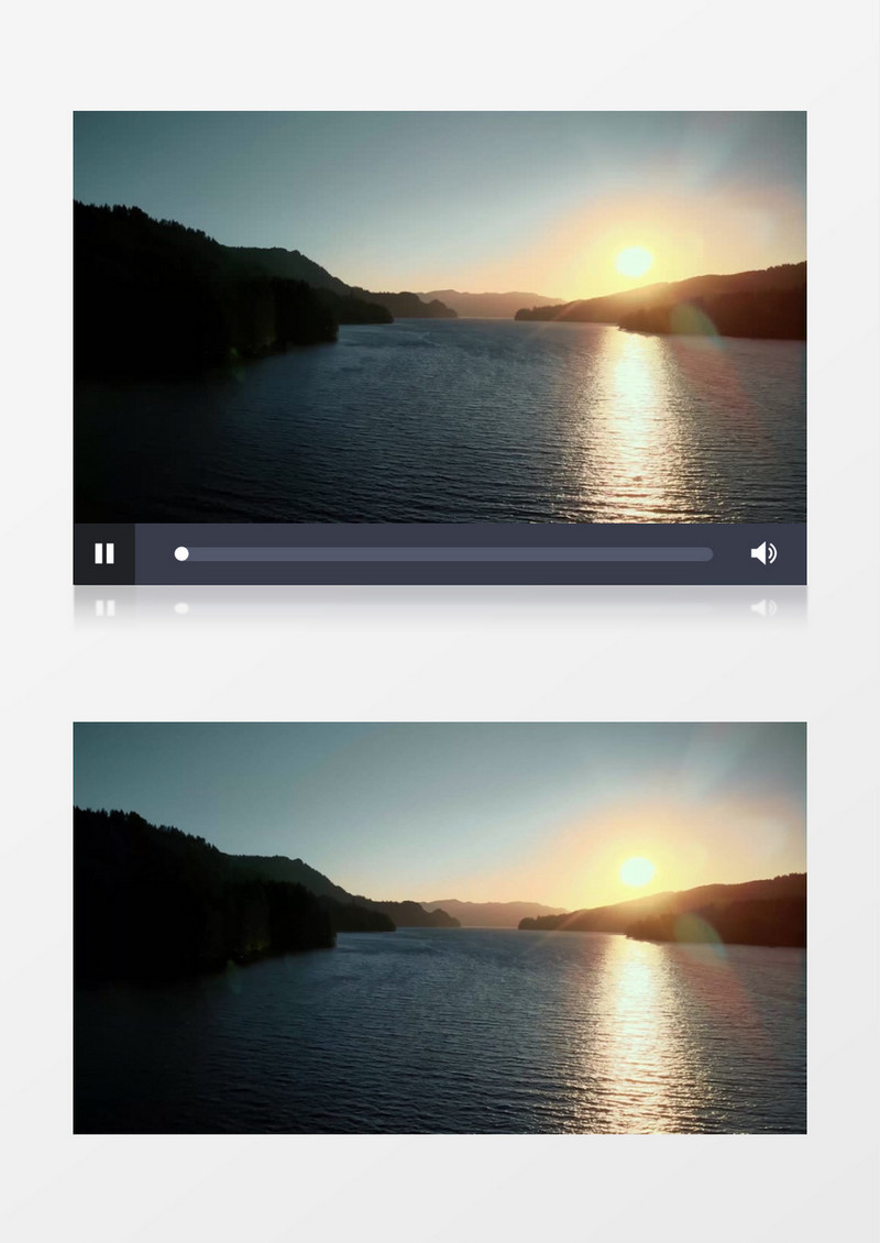 落日的余晖照耀在微光的水面上实拍视频素材