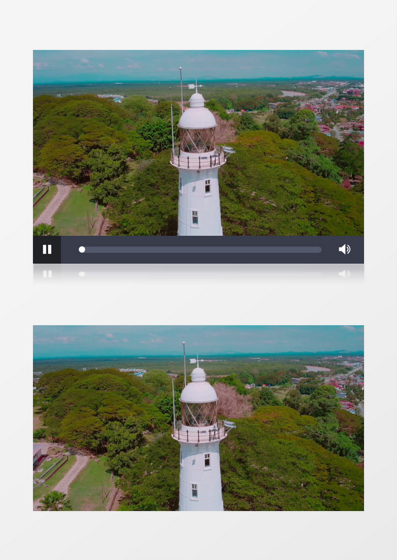山顶的景色和建造的小白塔实拍视频素材