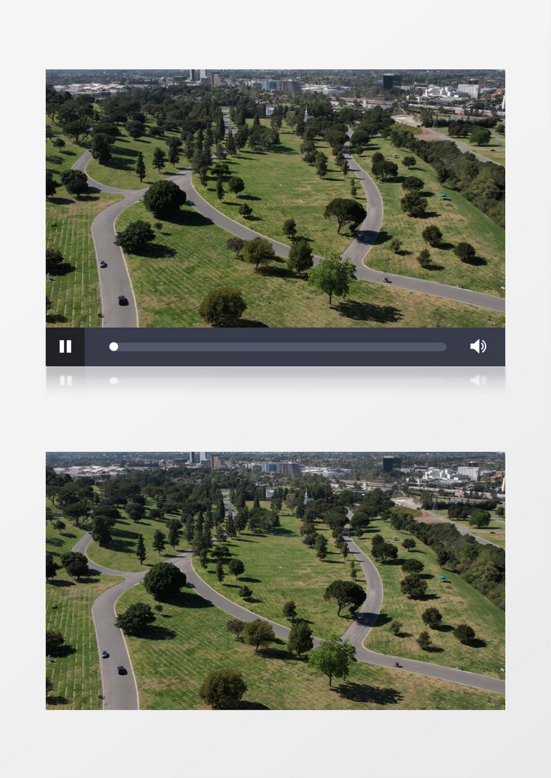 航拍郊区公园里面的道路实拍视频素材