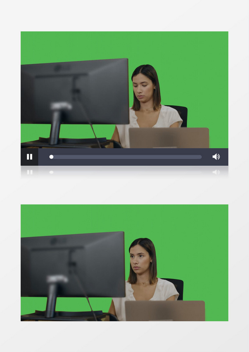 女人坐在电脑前打字工作实拍视频素材