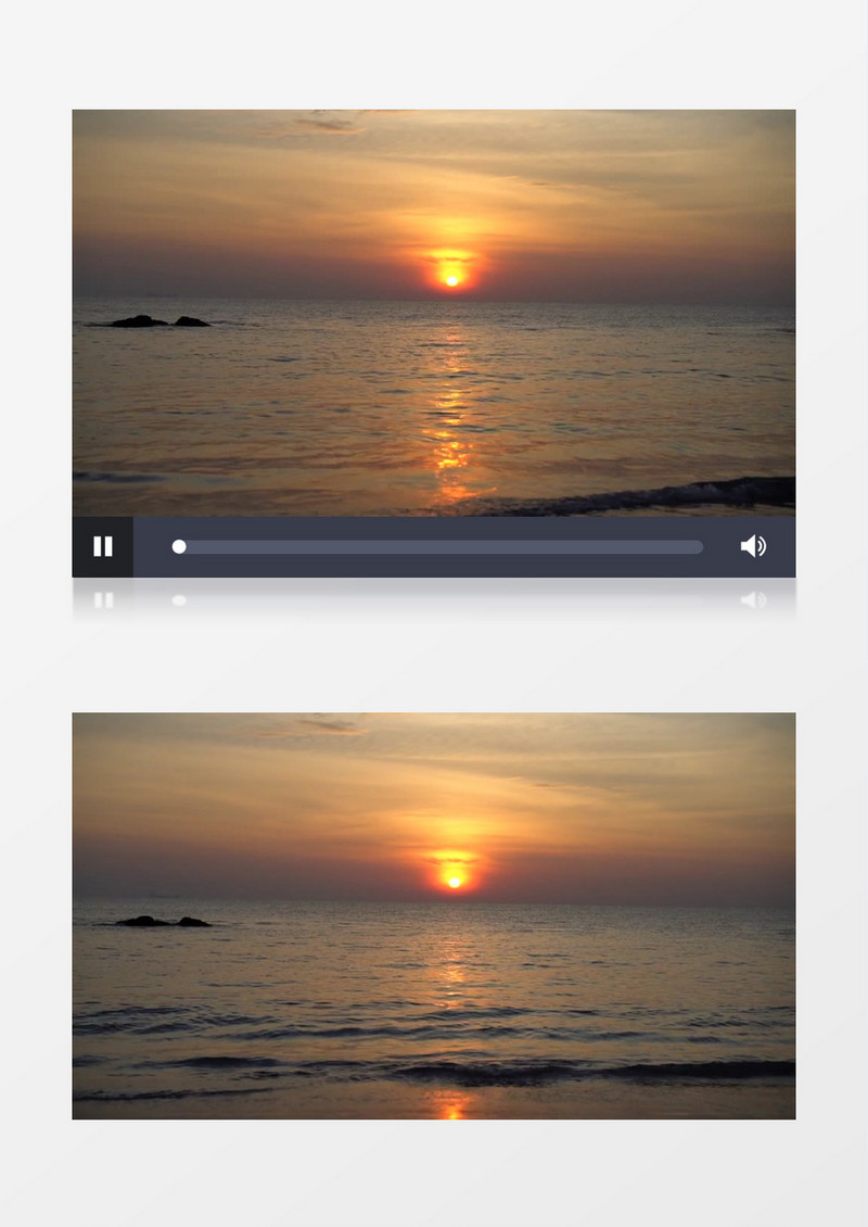 落日的余晖照射在海面上实拍视频素材
