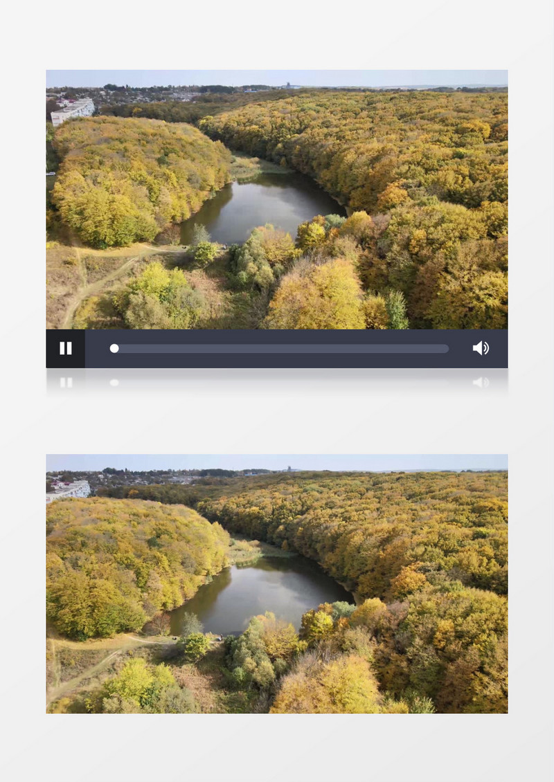 航拍被森林包裹的小湖景色实拍视频素材